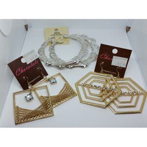 BUNDLE lot 3 trendy fashionista big statement earrings new nwt statement